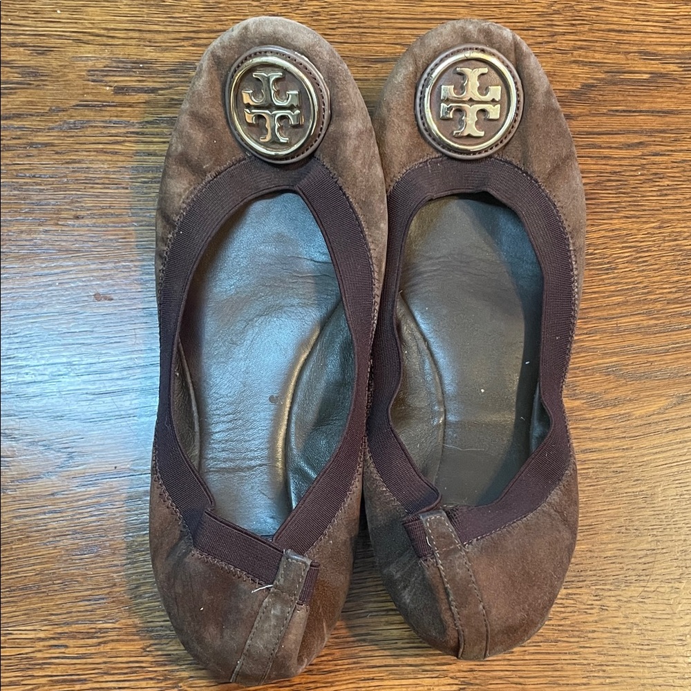Tory Burch Chocolate Suede Flats